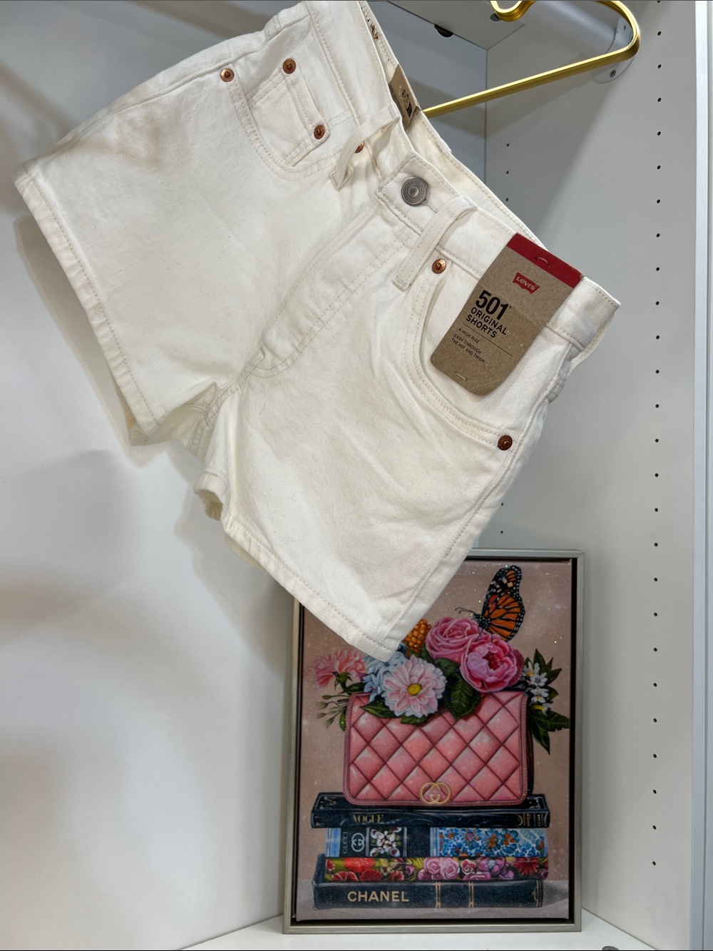 🔥 Levi's White High-Rise Denim Shorts brand new size 26